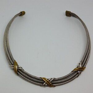 Vintage Mexico sterling silver collar cuff statement necklace